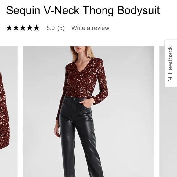 Brown Sequin V-Neck Thong Bodysuit from Express, NWT - Picture 3 of 6